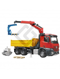 MB Arocs stavební nákladní auto - s jeřábem, lopatou a 2 paletami