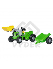 Detský šľapací traktor, nakladač a vlečka