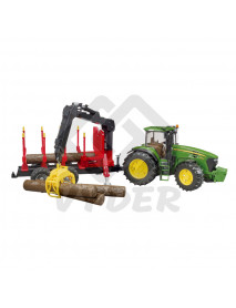 Traktor mit Rückeanhänger und 4 Baumstämmen - john deere 7930